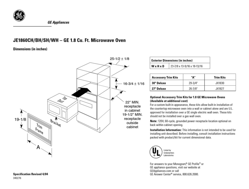 GE JE1860CH - 1.8 cu. Ft. Countertop Microwave... User guide