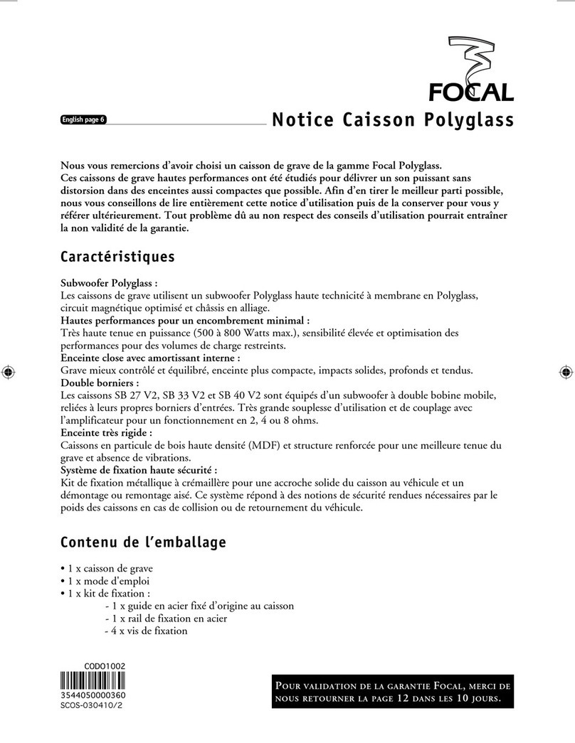 Focal POLYGLASS SUBWOOFERS - OTHER 2 User manual