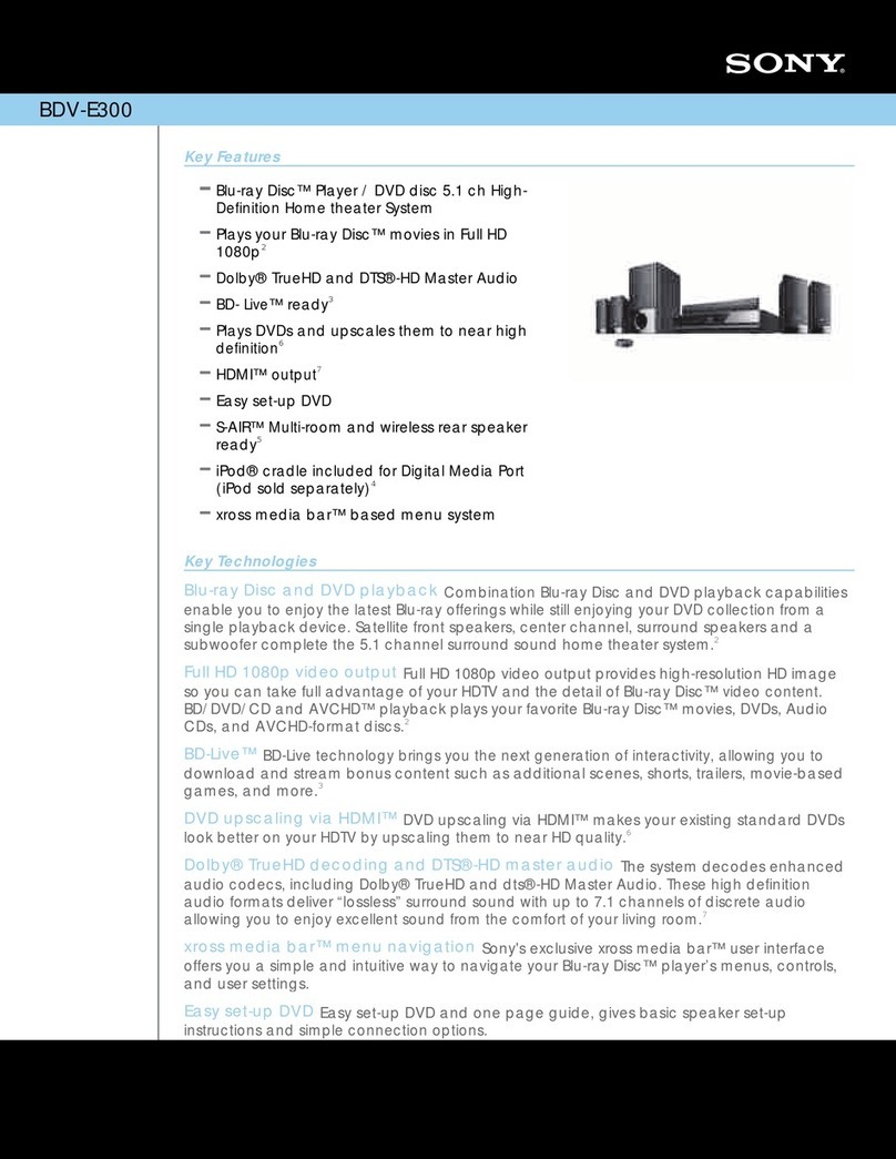 Sony BDV-E300 - Blu-ray Disc™ Player Home Theater... Specifications