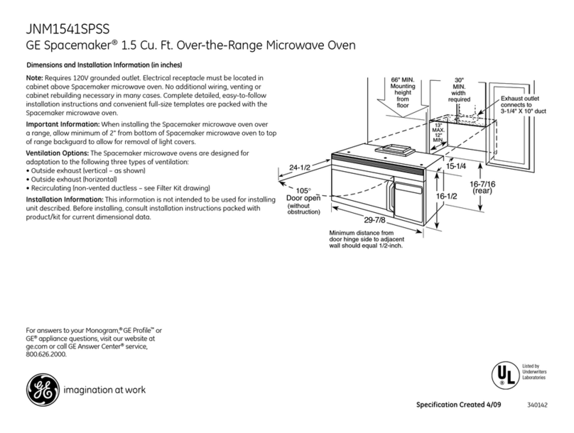 GE Spacemaker JNM1541SPSS Manual