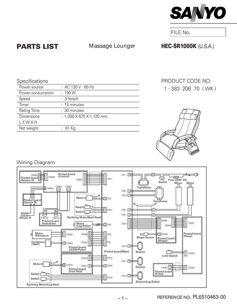 Sanyo HECSR1000K - Stiffness Sensor - Multi Roller Massage... parts list