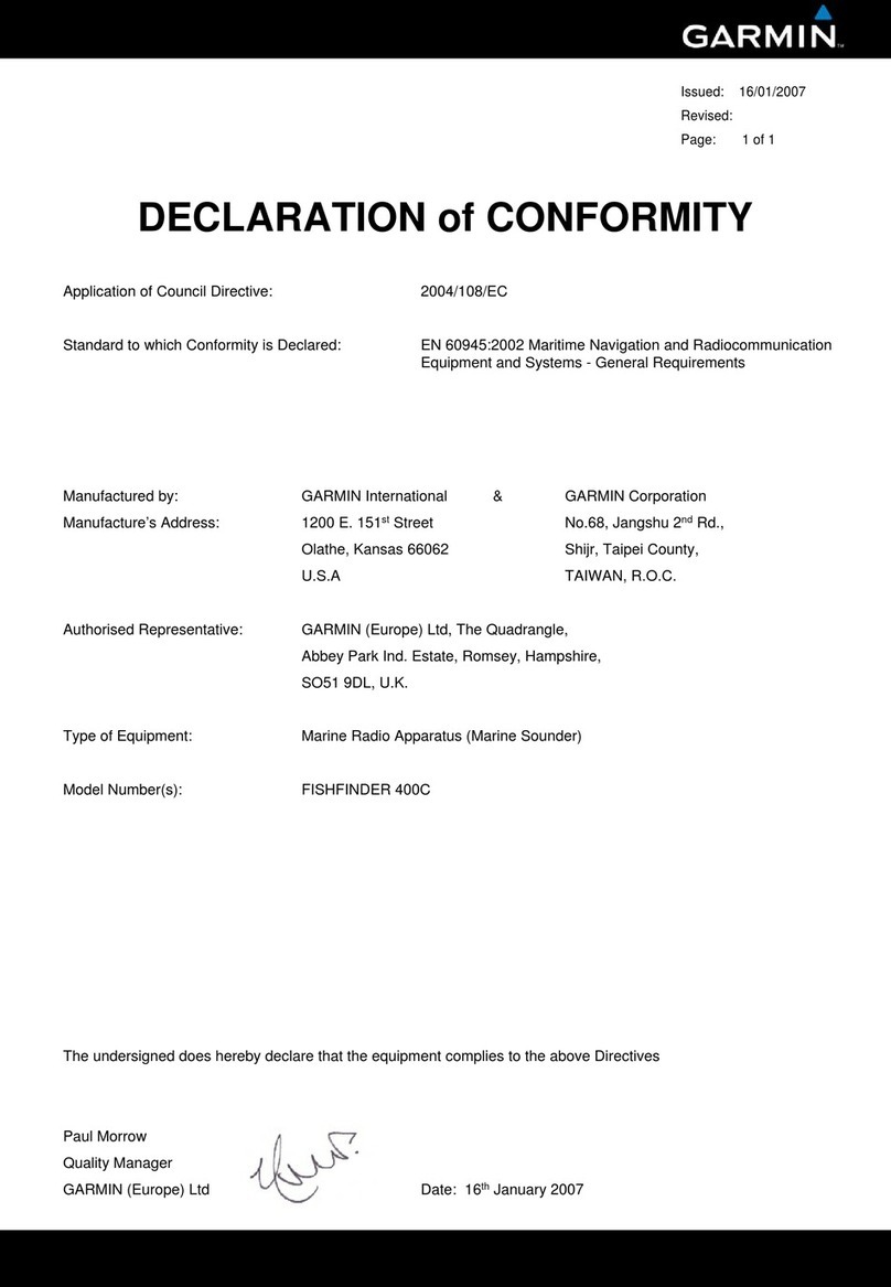 Garmin Fishfinder 400C Declaration of conformity