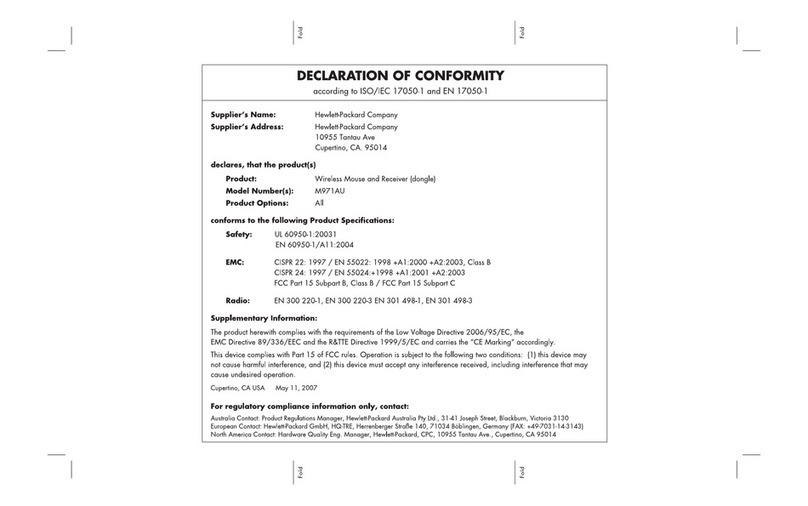 HP EW207AA - Wireless Laser Mouse Reference guide HP EW207AA - Wireless Laser Mouse Reference guide