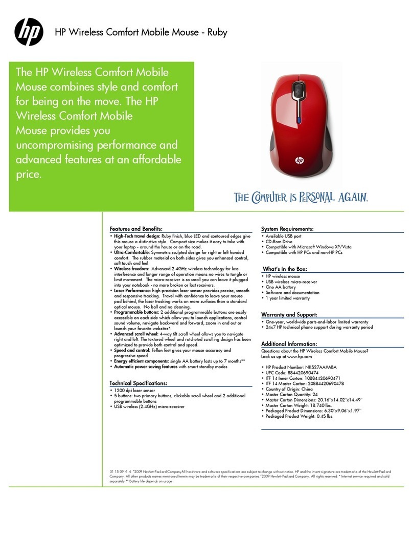 HP NK528AA - Comfort Wireless Mouse User manual HP NK528AA - Comfort Wireless Mouse User manual