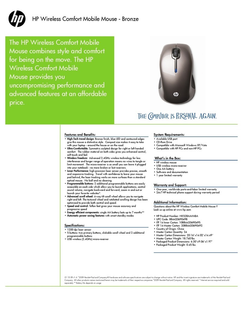 HP NK528AA - Comfort Wireless Mouse User manual