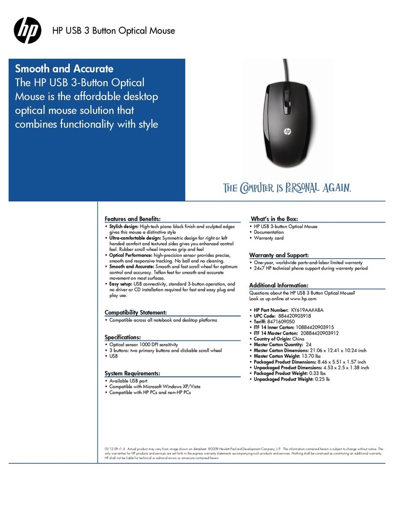 HP KY619AA - USB 3 Button Optical Mouse User manual HP KY619AA - USB 3 Button Optical Mouse User manual