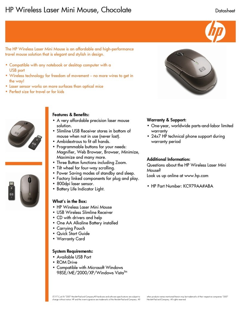 HP KJ453AA - Wireless Laser Mouse User manual HP KJ453AA - Wireless Laser Mouse User manual