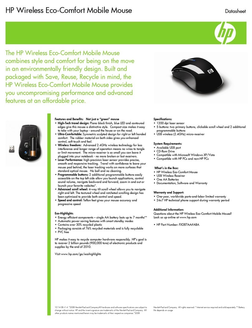 HP FX287AA - Wireless Eco-Comfort Mobile Mouse User manual HP FX287AA - Wireless Eco-Comfort Mobile Mouse User manual