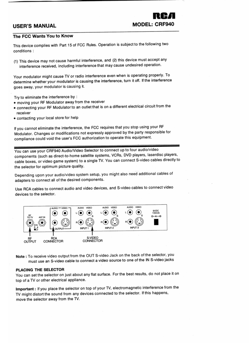 RCA CRF940 - AV Selector user manual