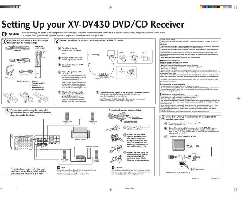 Pioneer XV-DV430 Setup guide
