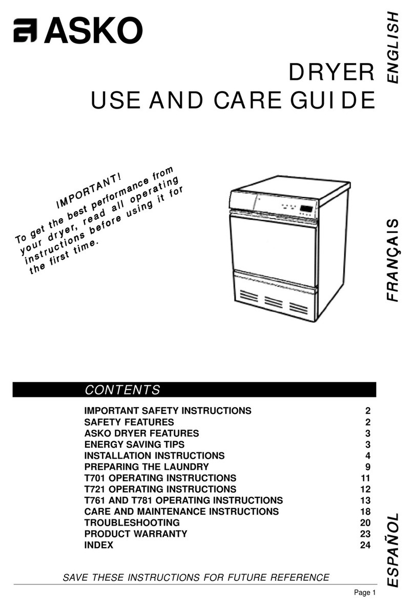 Asko T701 User manual