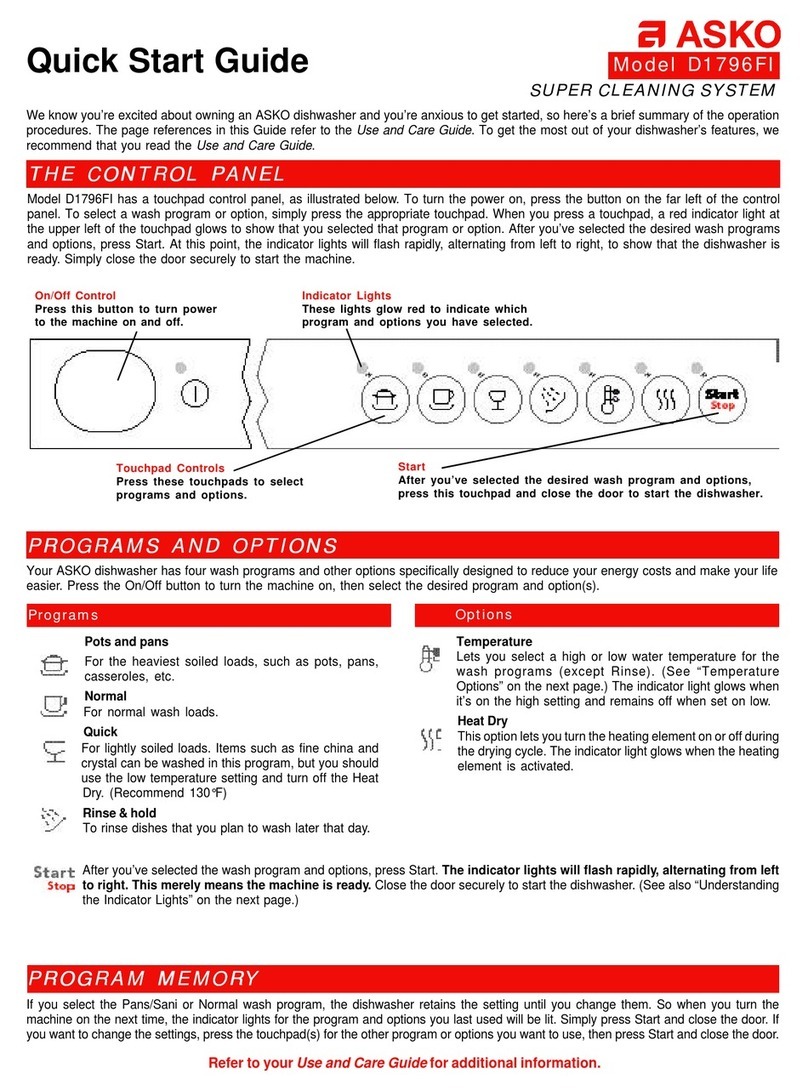 Asko D1796FI quick start guide