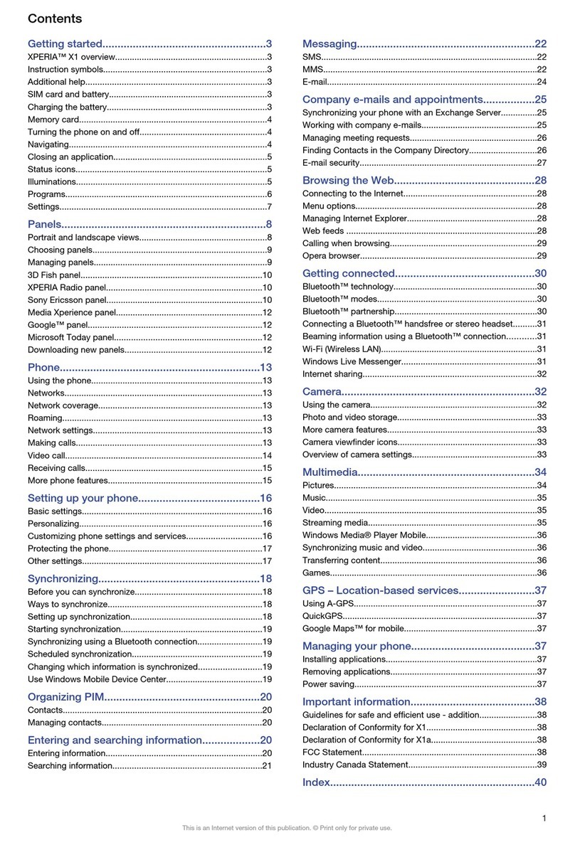 Sony Ericsson X1ASILVER User manual