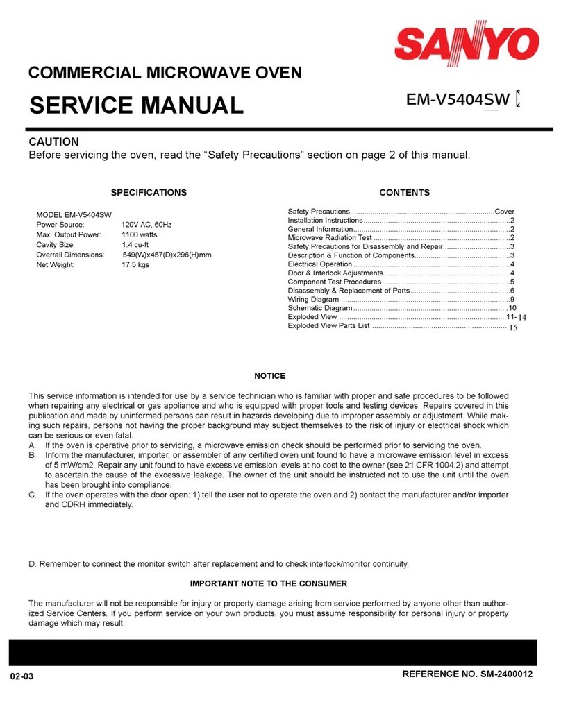 Sanyo EM-V5404SW - Full Size Microwave Oven User manual Sanyo EM-V5404SW - Full Size Microwave Oven User manual