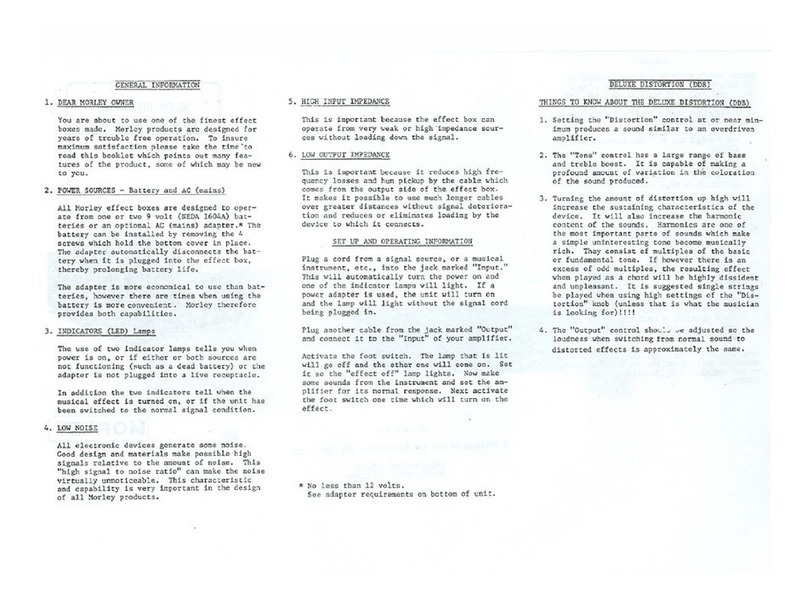 MORLEY PEDALS DDB2 User manual