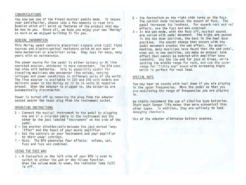 MORLEY PEDALS BFW2 User manual