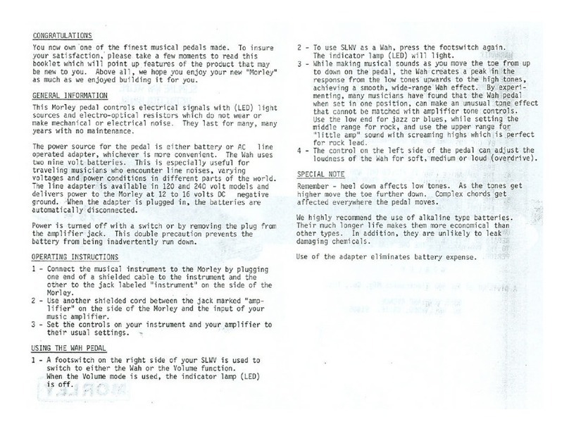 MORLEY SLWV2 User manual