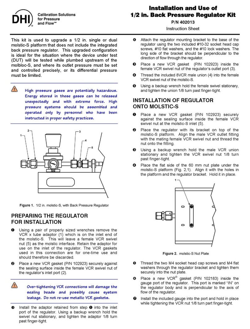 DH Instruments 1-2 IN. BACK PRESSURE REGULATOR KIT User manual