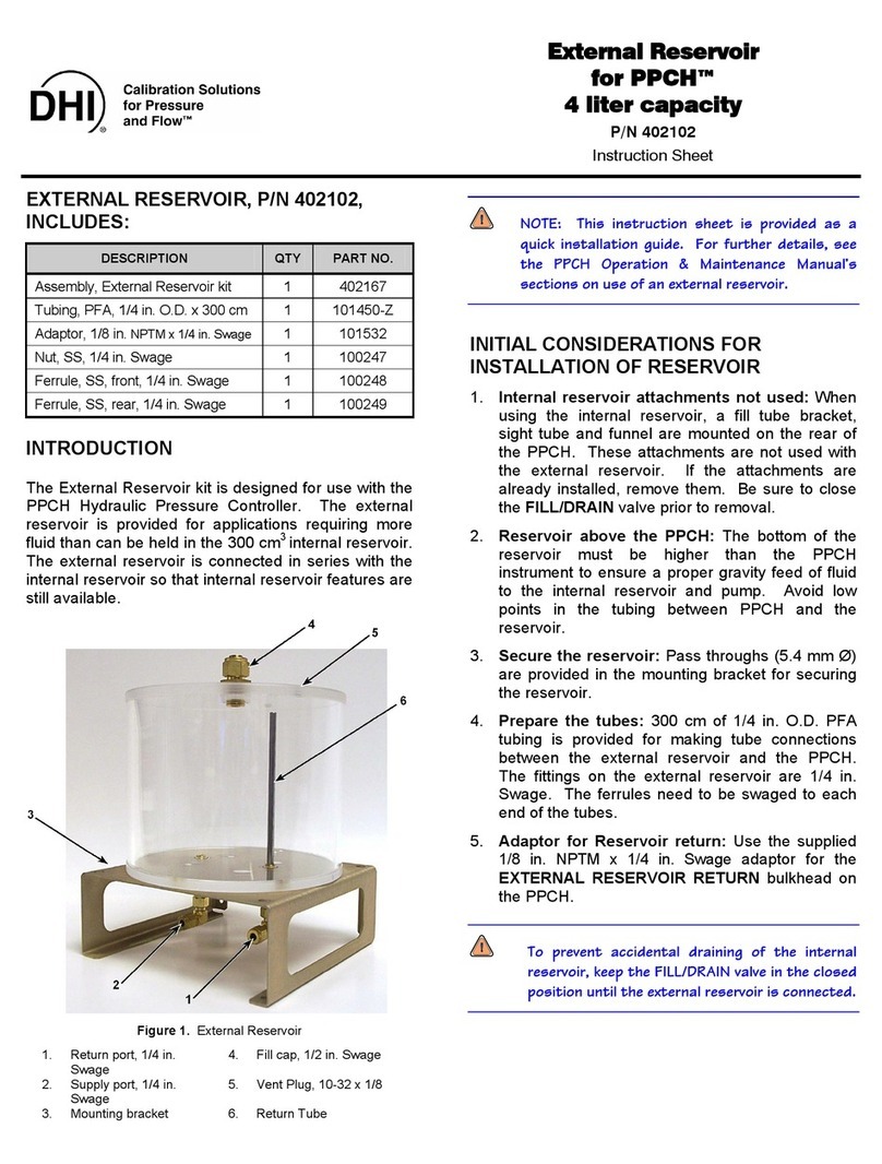 DH Instruments EXTERNAL RESERVOIR FOR PPCH instruction sheet DH Instruments EXTERNAL RESERVOIR FOR PPCH instruction sheet
