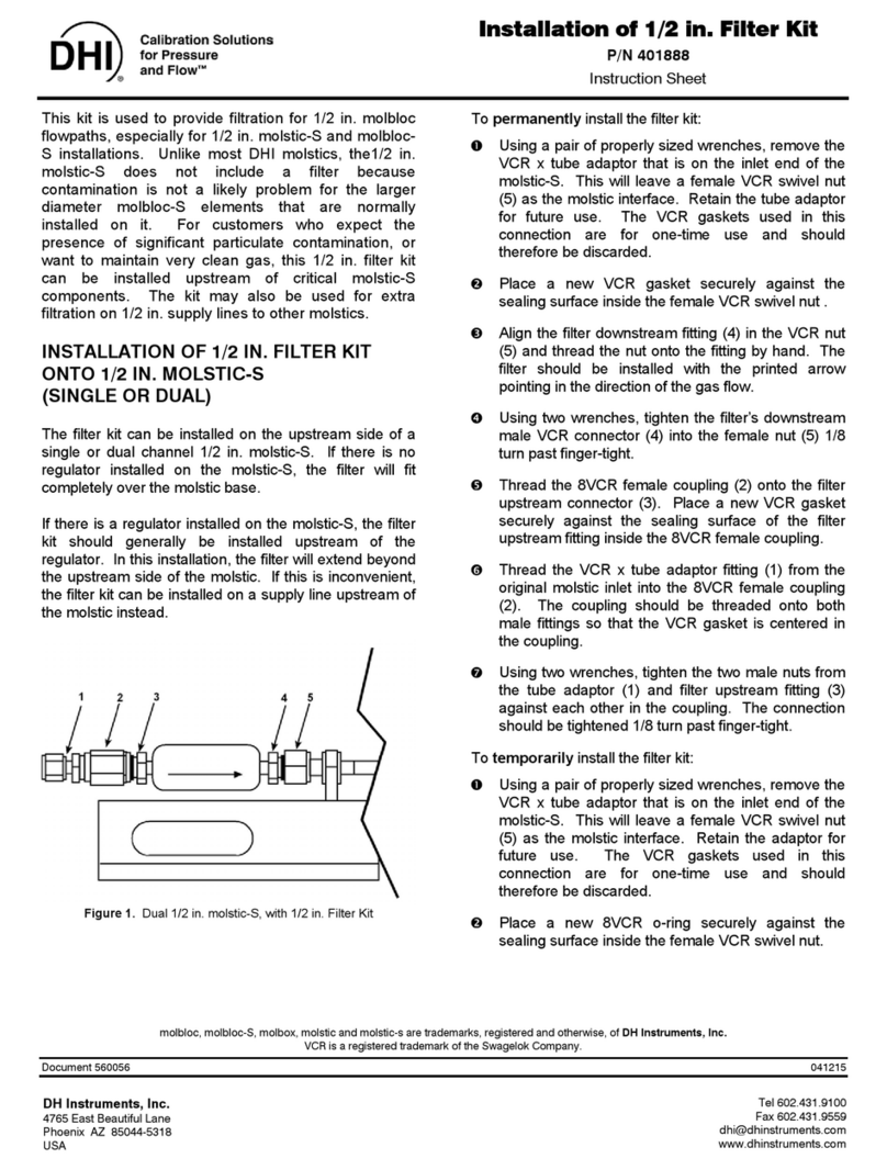 DH Instruments 1-2 IN. FILTER KIT instruction sheet