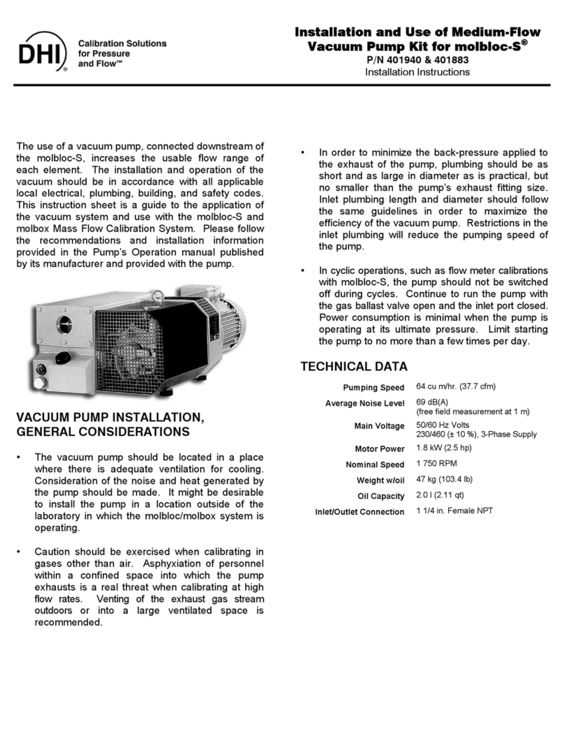 DH Instruments VACUUM PUMP KIT FOR MOLBLOC-S Installation and use instructions