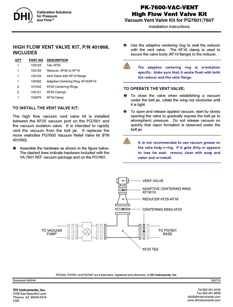 DH Instruments PK-7600-VAC-VENT installation instructions
