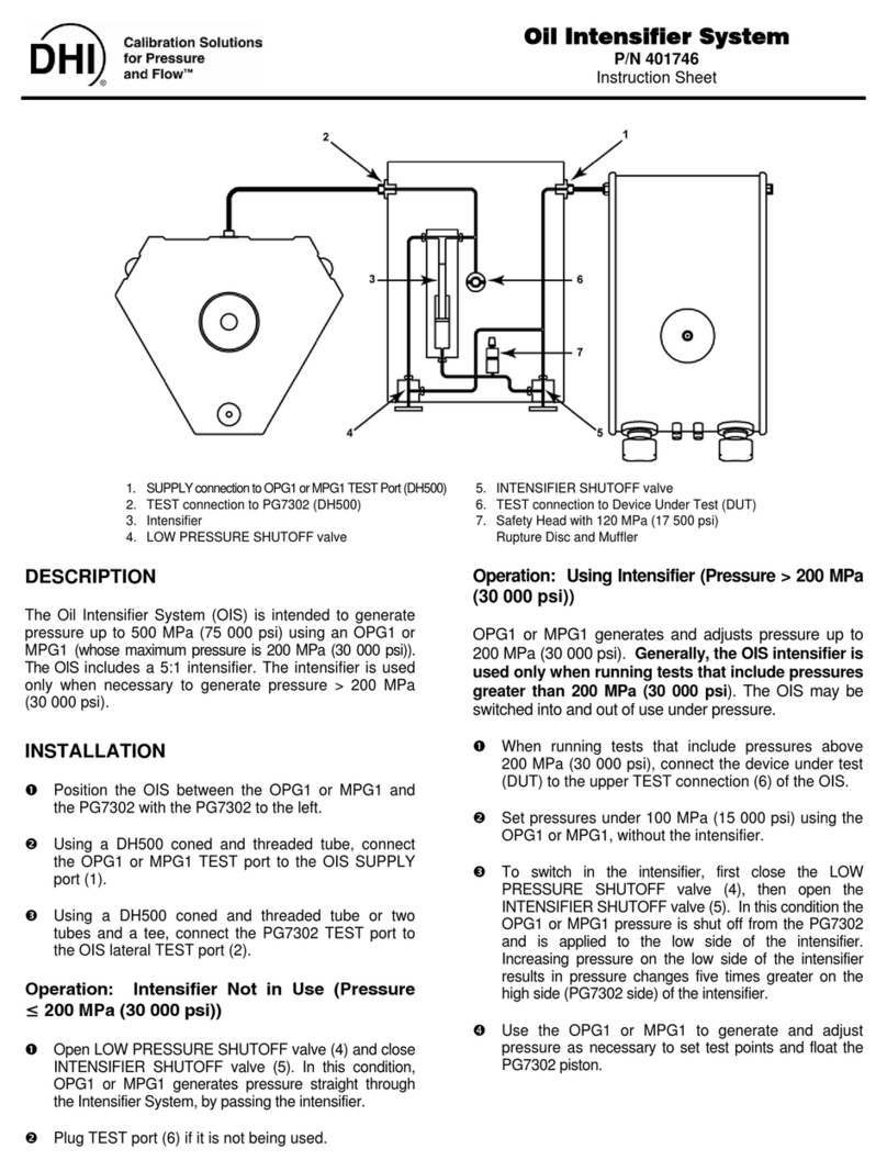 DH Instruments OIL INTENSIFIER SYSTEM User manual