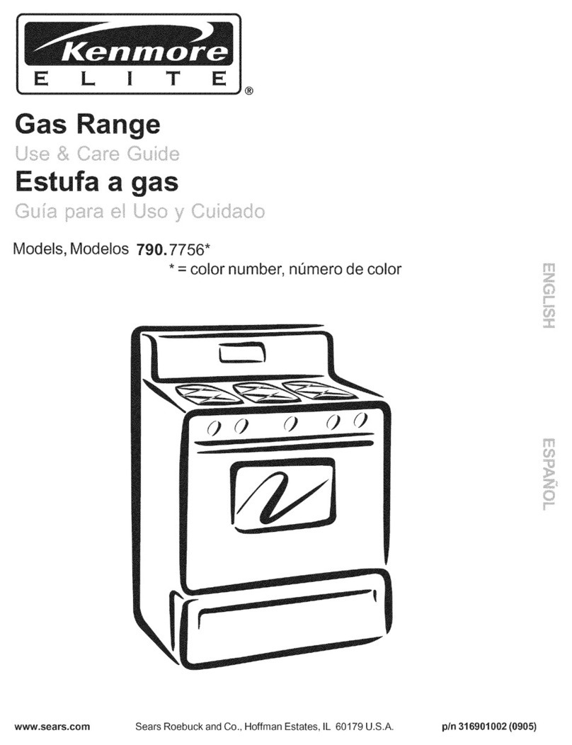 Kenmore 7756 - Elite 30 in. Gas Range Use and care guide