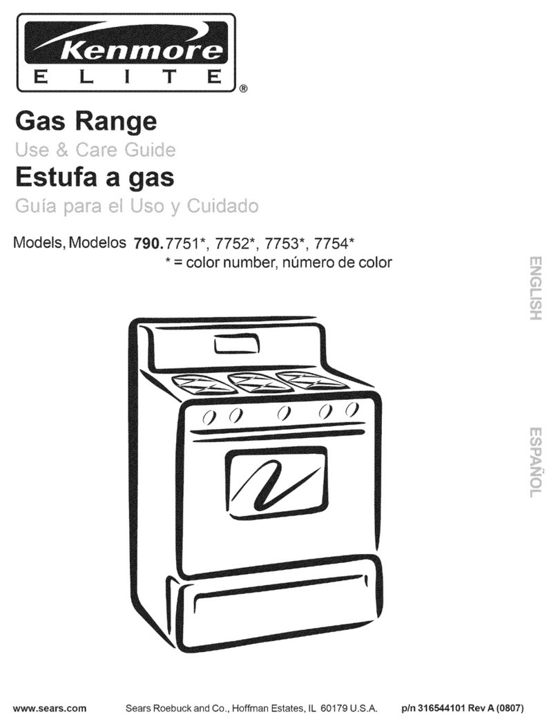 Kenmore 7754 - Elite 30 in. Gas Range Use and care guide