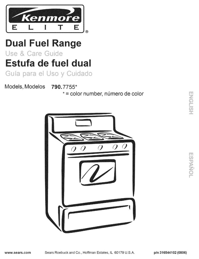 Kenmore 7755 - Elite 30 in. Dual Fuel Range Use and care guide