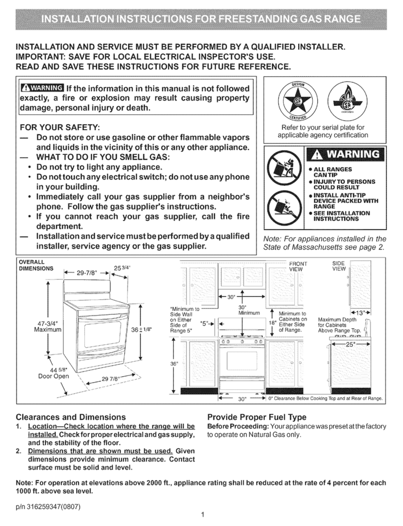 Kenmore 7754 - Elite 30 in. Gas Range installation instructions
