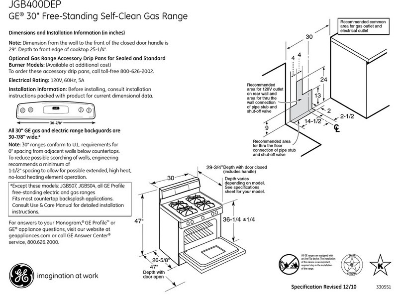 GE JGB400DEPWW - 30" Gas Range Manual