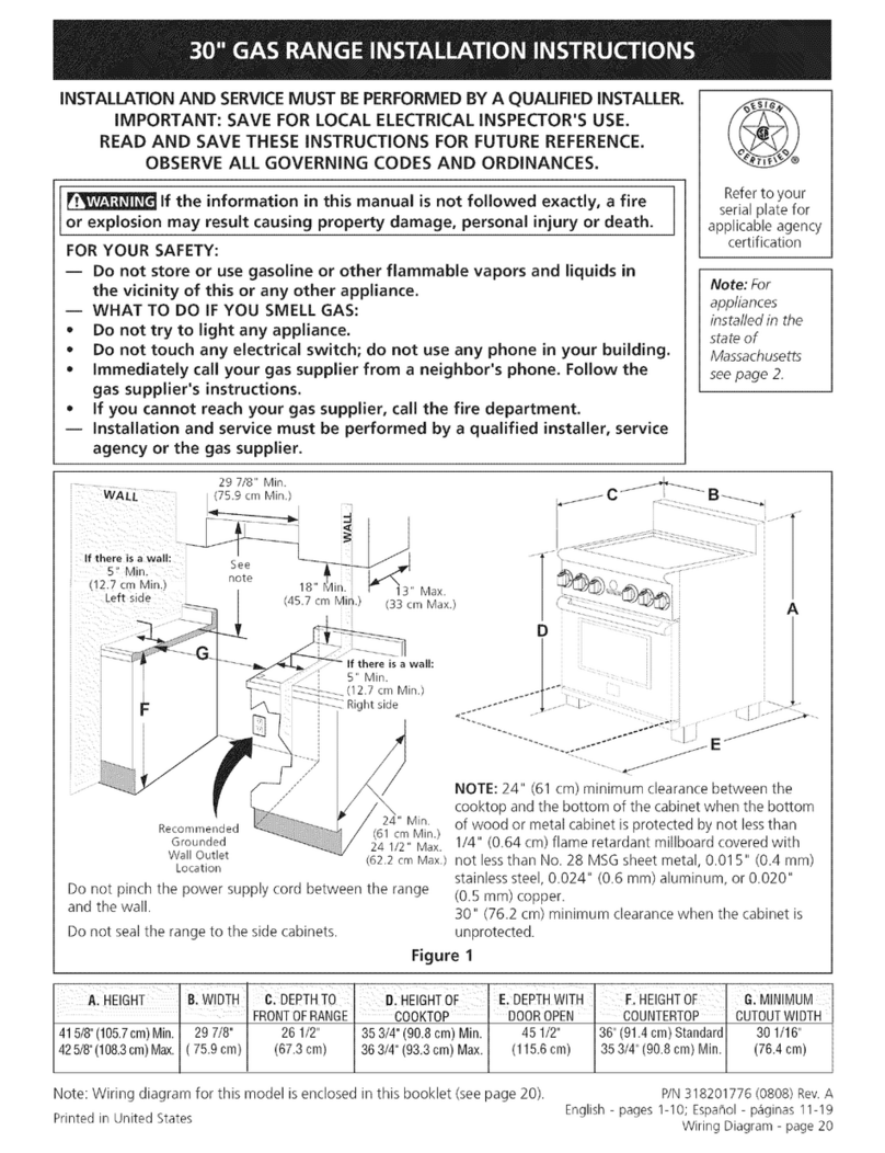 Kenmore 7961 - Pro 30 in. Gas Range installation instructions