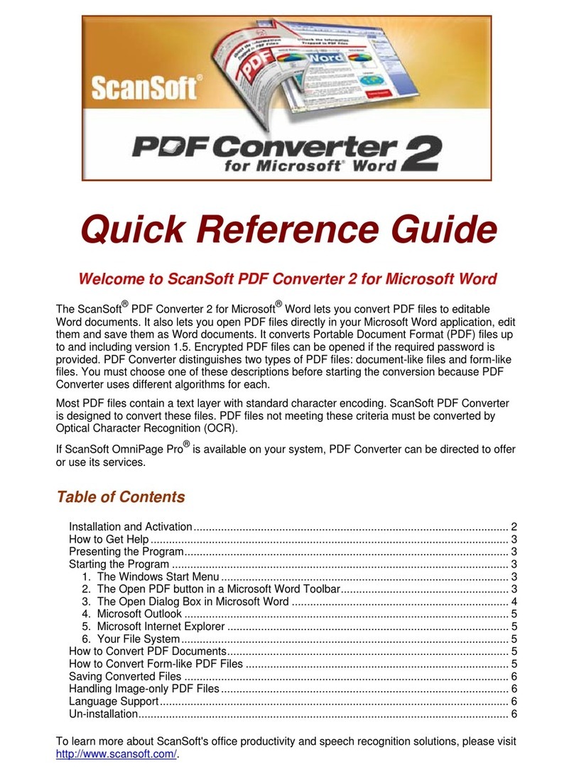 ScanSoft PDF CONVERTER 2 FOR MICROSOFT WORD User manual