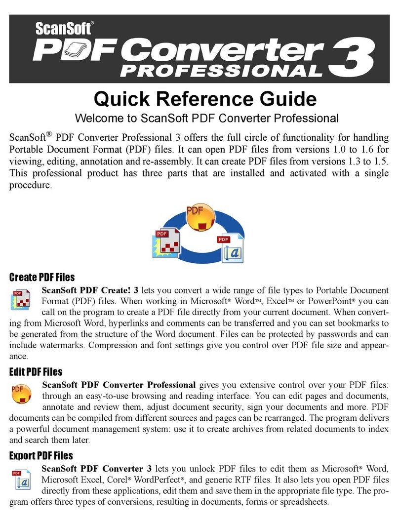 ScanSoft PDF CONVERTER PROFESSIONAL 3 Quick reference guide ScanSoft PDF CONVERTER PROFESSIONAL 3 Quick reference guide