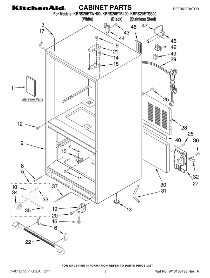 KitchenAid KBRS20ETBL - ARCHITECT II 19.9 Bottom-Fre parts list
