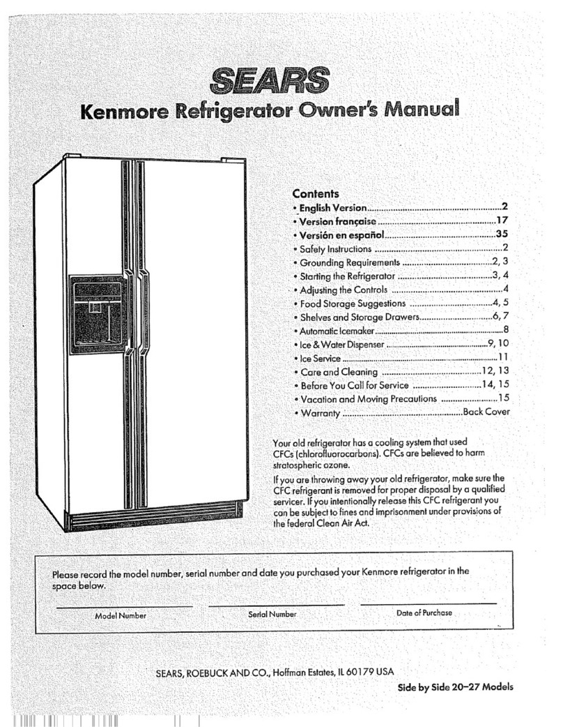 Kenmore 7759 - Elite 24.8 cu. Ft. Bottom Freezer... owner's manual Kenmore 7759 - Elite 24.8 cu. Ft. Bottom Freezer... owner's manual