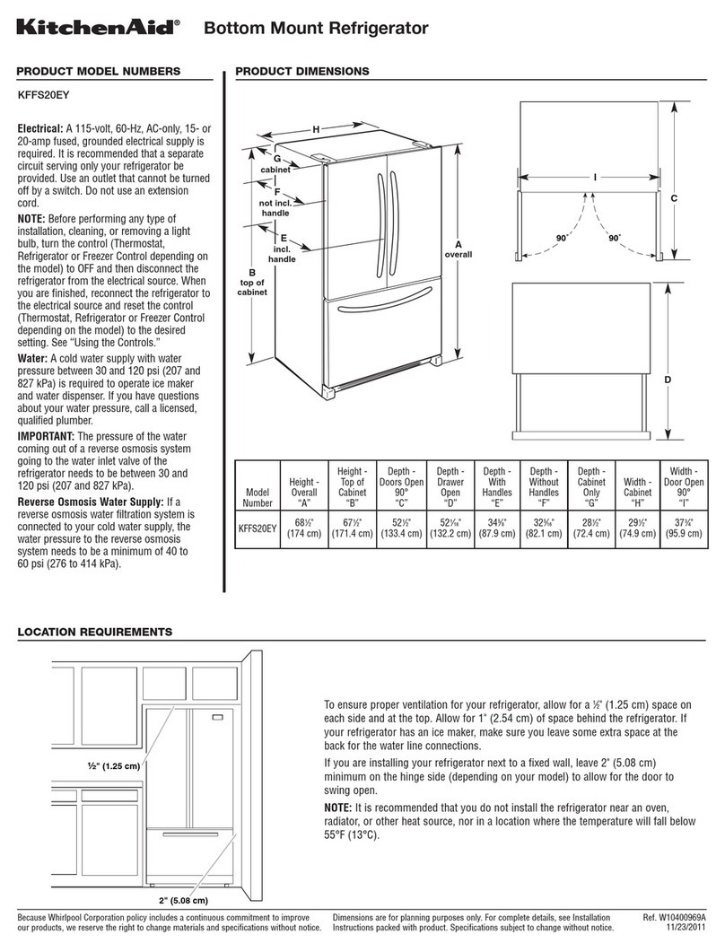 KitchenAid KFFS20EY Product dimensions
