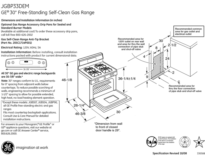 GE JGBP33DEMWW - 30 in Gas Range Manual