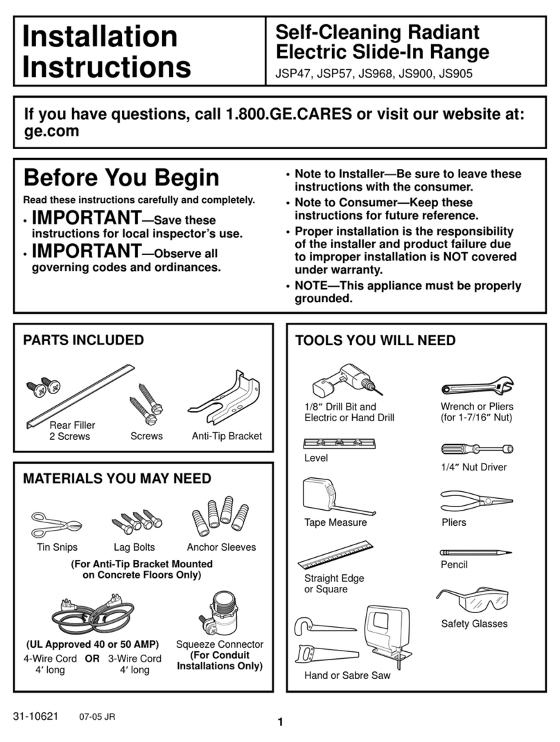 GE Profile JS900 User manual