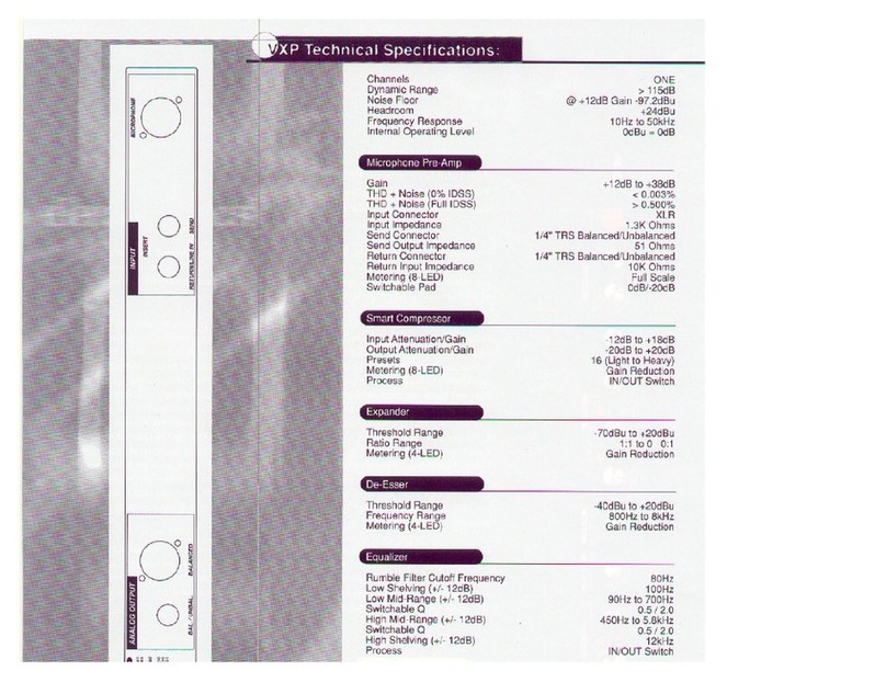 PRESONUS VXP - Technical specifications PRESONUS VXP - Technical specifications