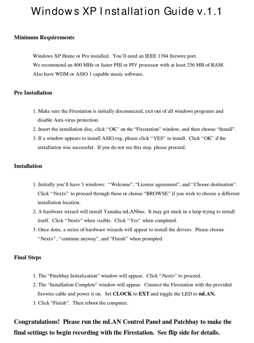 PRESONUS FIRESTATION QUICK START GUIDE WINDOWS XP V1.1... User manual