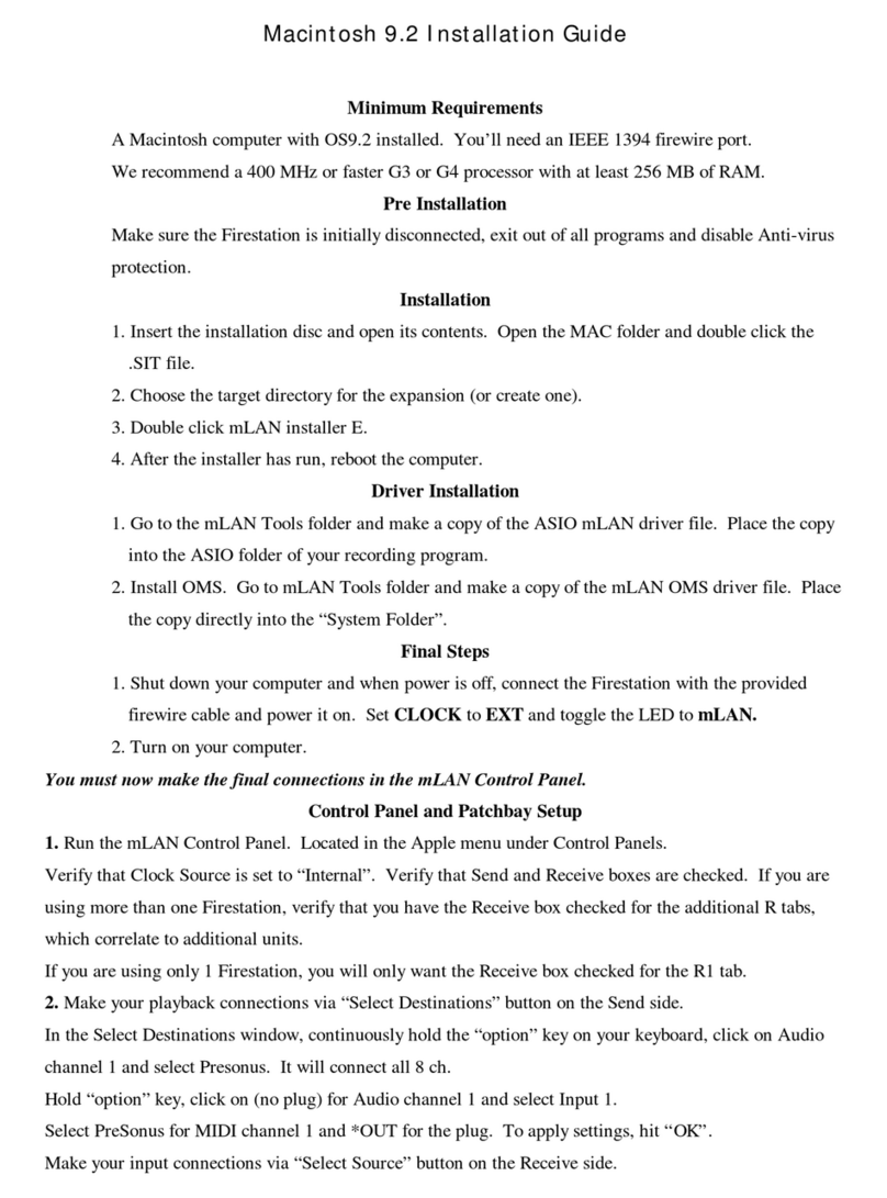 PRESONUS FIRESTATION quick start guide