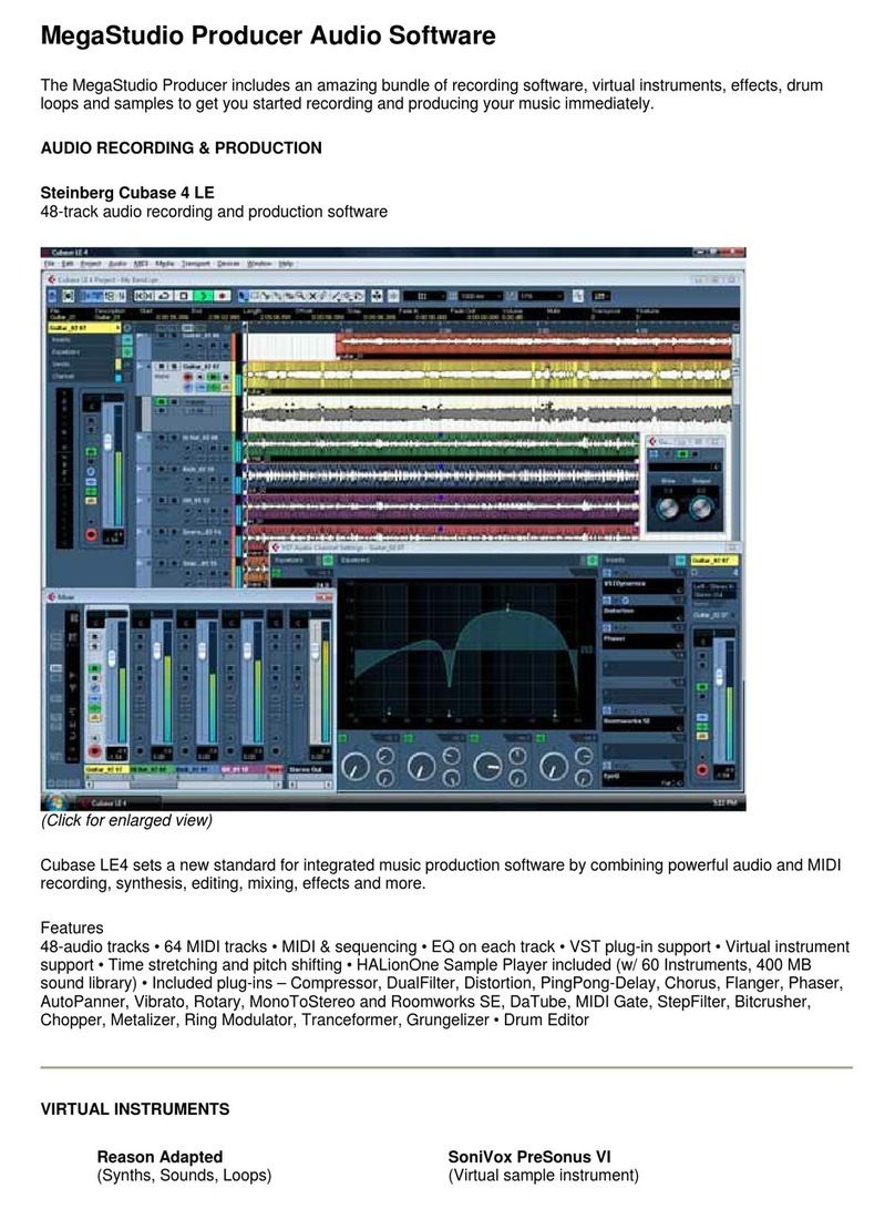 PRESONUS MEGASTUDIO PRODUCER AUDIO SOFTWARE datasheet PRESONUS MEGASTUDIO PRODUCER AUDIO SOFTWARE datasheet