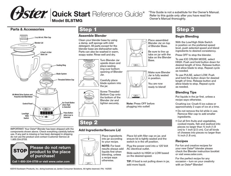 Oster BLSTMG User manual Oster BLSTMG User manual