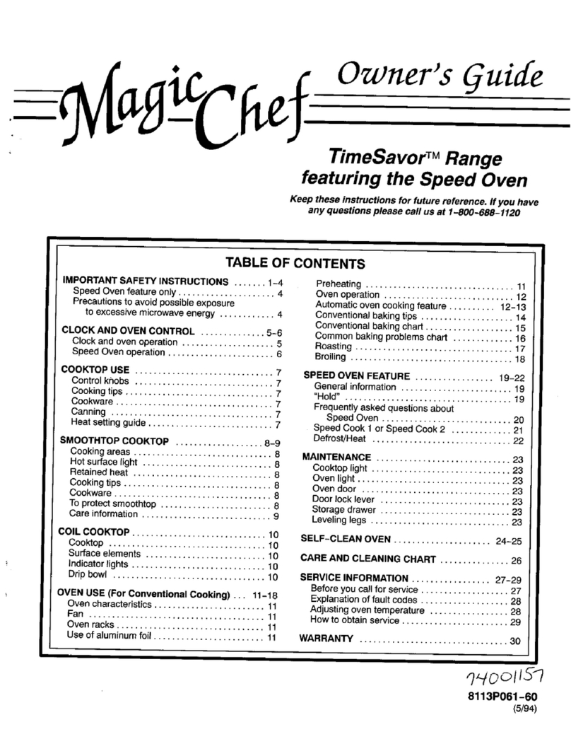 Magic Chef TIME SAVOR RANGE User manual Magic Chef TIME SAVOR RANGE User manual
