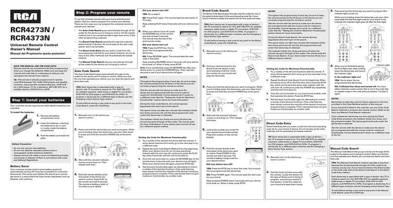 RCA RCR4373 - Universal Snowboard Remote User manual