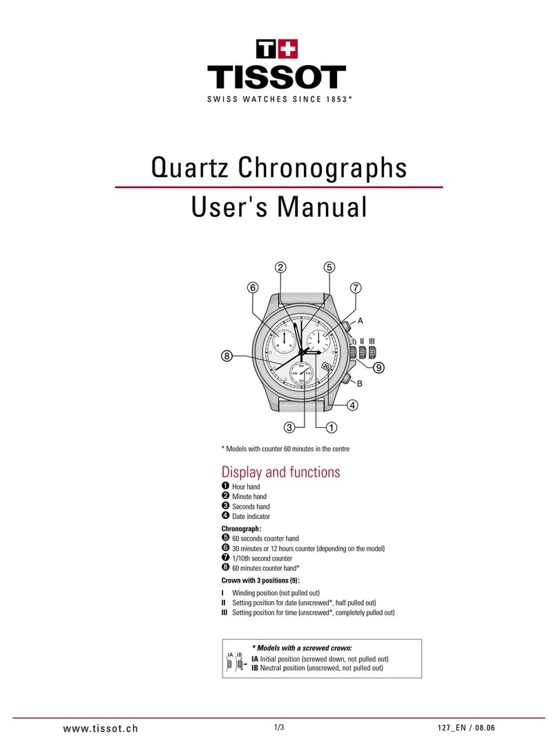 Tissot QUARTZ CHRONOGRAPHS User manual