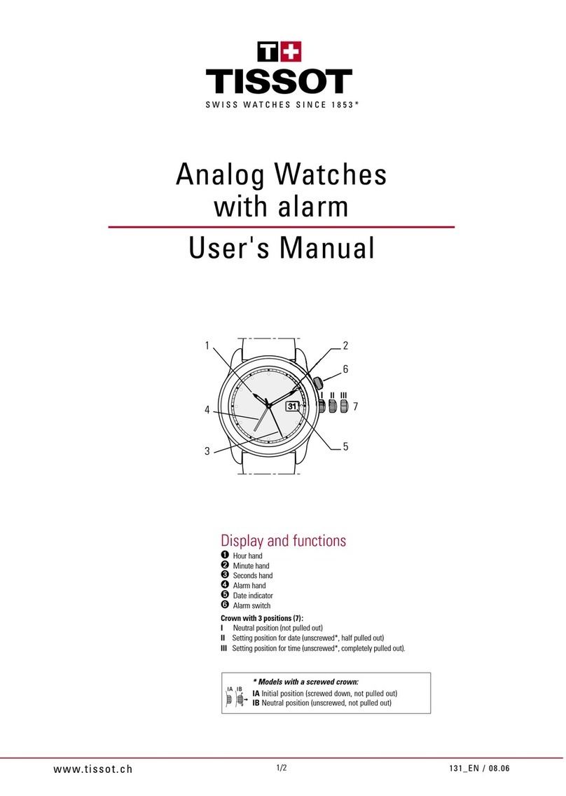 Tissot ANALOG WATCHES WITH ALARM User manual