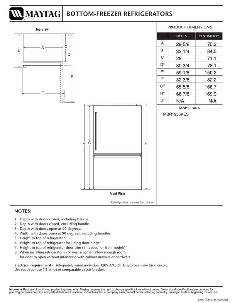 Maytag MBR1956KES - Bottom Freezer Refridgerator User guide